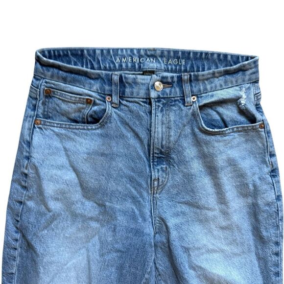Womens American Eagle Curvy 90s Light Rinse Raw Hem Bootcut Jeans - Sz 8 - Picture 3 of 4